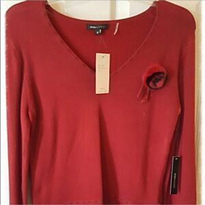 LUXE SOFT CHERRY RED V-NECK SWEATER